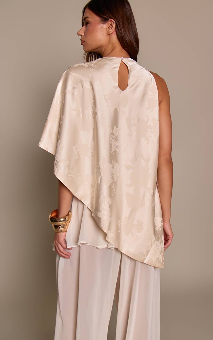 Crème Haut Cape Asymétrique En Satin