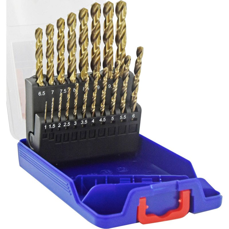 Forets métaux HSS-E5 Cobalt 5 % Tivoly Technic Ø 1 à 10 mm - Coffret de 19 pièces