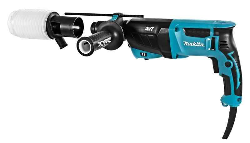 Makita HR2631FTX4 230V Combihamer met verwisselbare boorkop, in zwart aluminium koffer incl 5-delige boor- en beitelset