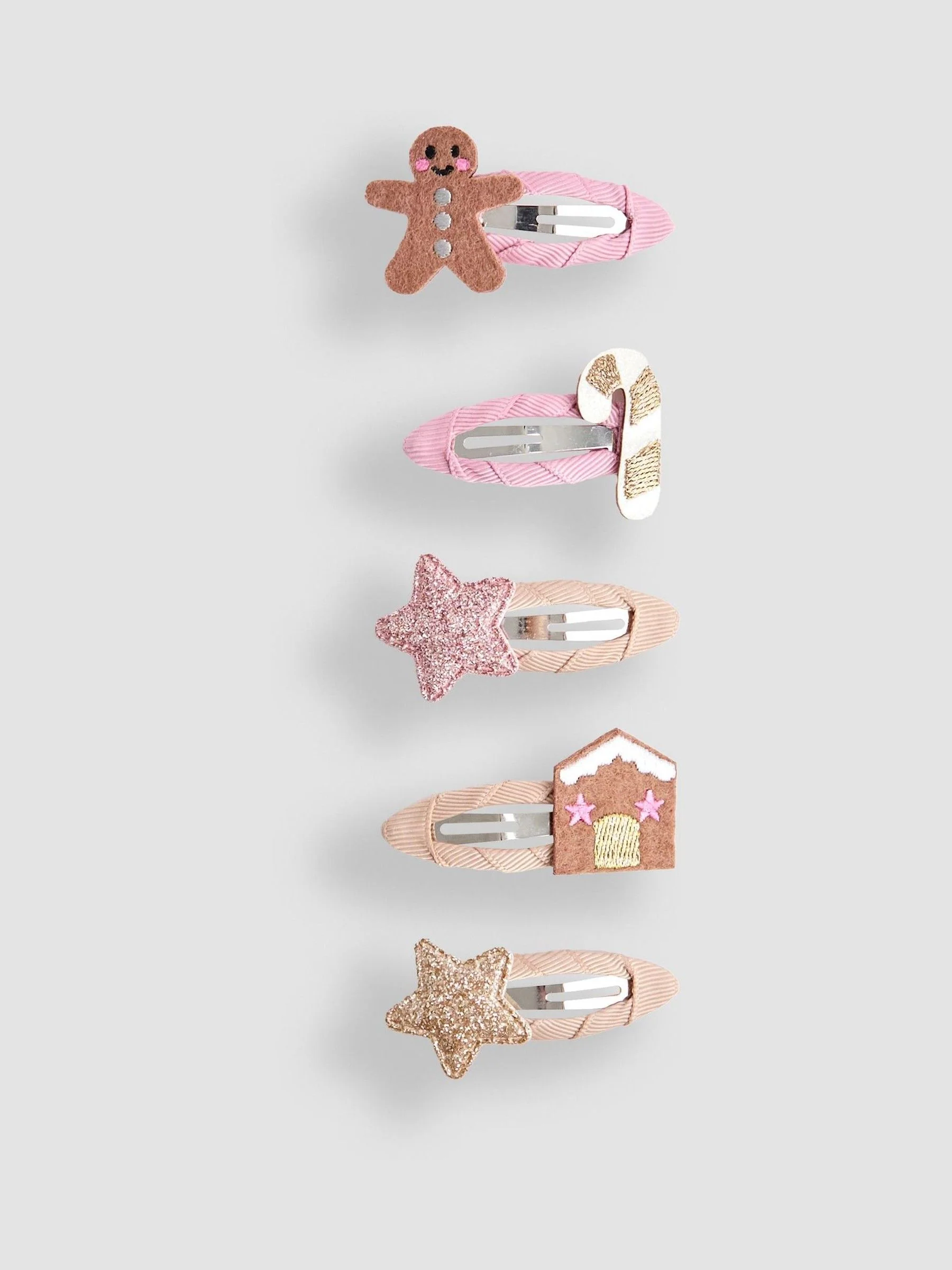 Roze - JoJo Maman Bébé 5-Pack Festive Embroidered Clips