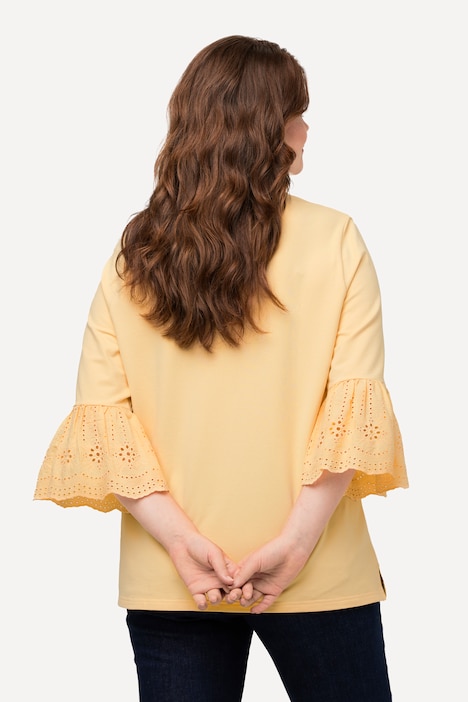 Sweatshirt, Spitze, Stehkragen, 3/4-Arm, Biobaumwolle