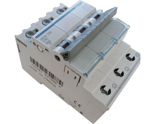 Hager MBS316 miniatuurschakelaar 16A B 6kA 3-polig snelkoppeling