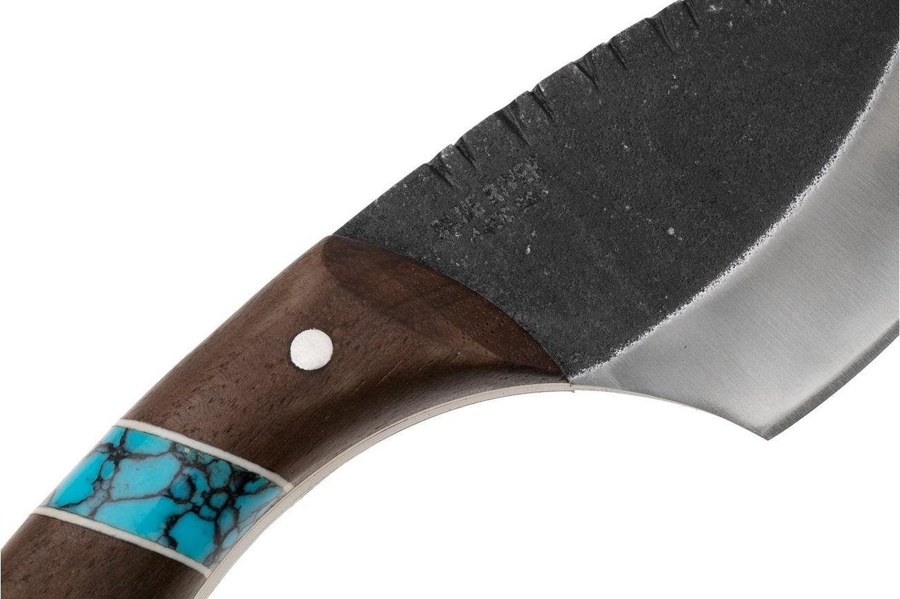 Condor Blue River Skinner CTK112-3.5-4C, Brut De Forge 440C, Walnut Turqouise Stone, vaststaand mes