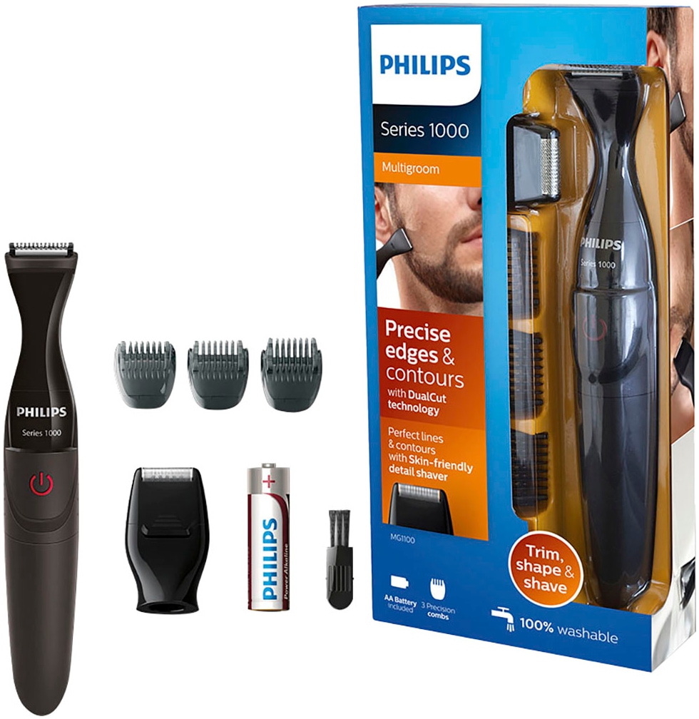 Philips Multifunktionstrimmer »Series 1000 MG1100/16« 3 Aufsätze abwaschbar, mit DualCut-Präzisionstrimmer und 3 Präzisionskämme