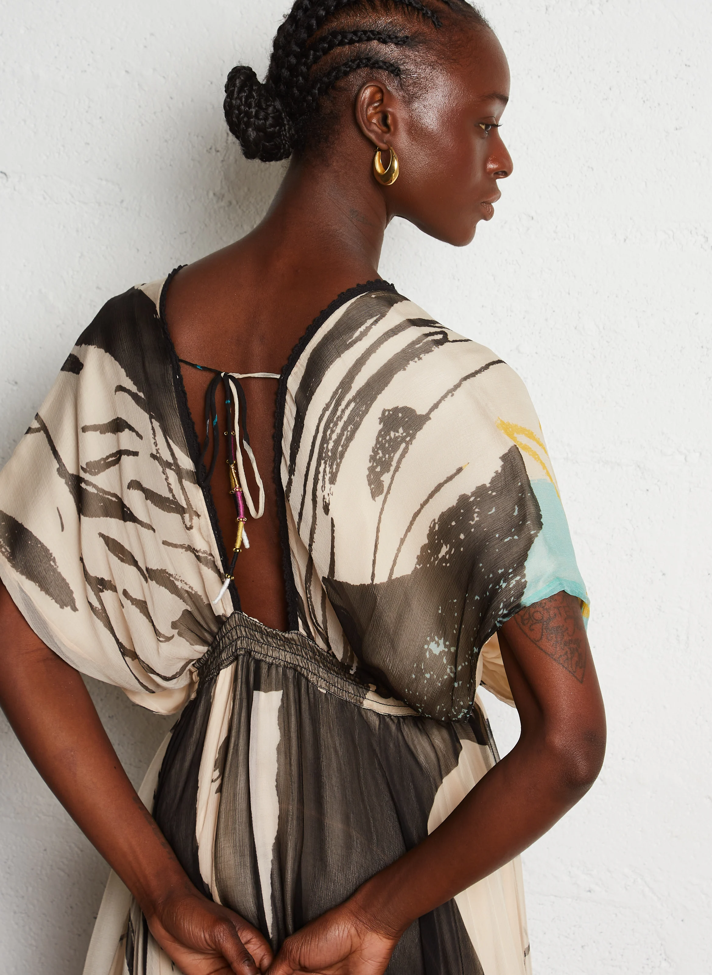 MICASSO - Robe longue imprimée fluide | Multicolore
