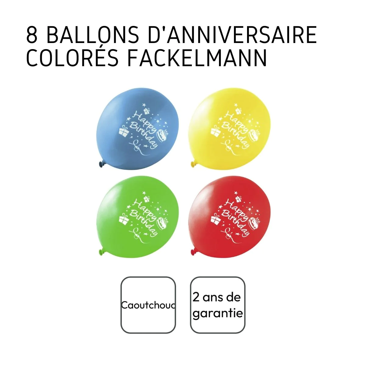 Lot de 8 ballons de baudruches colorés avec inscription 