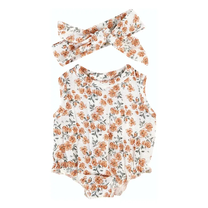 Bonjour Little Barboteuse et Headband pour Poupée Coton Bio | Ecru