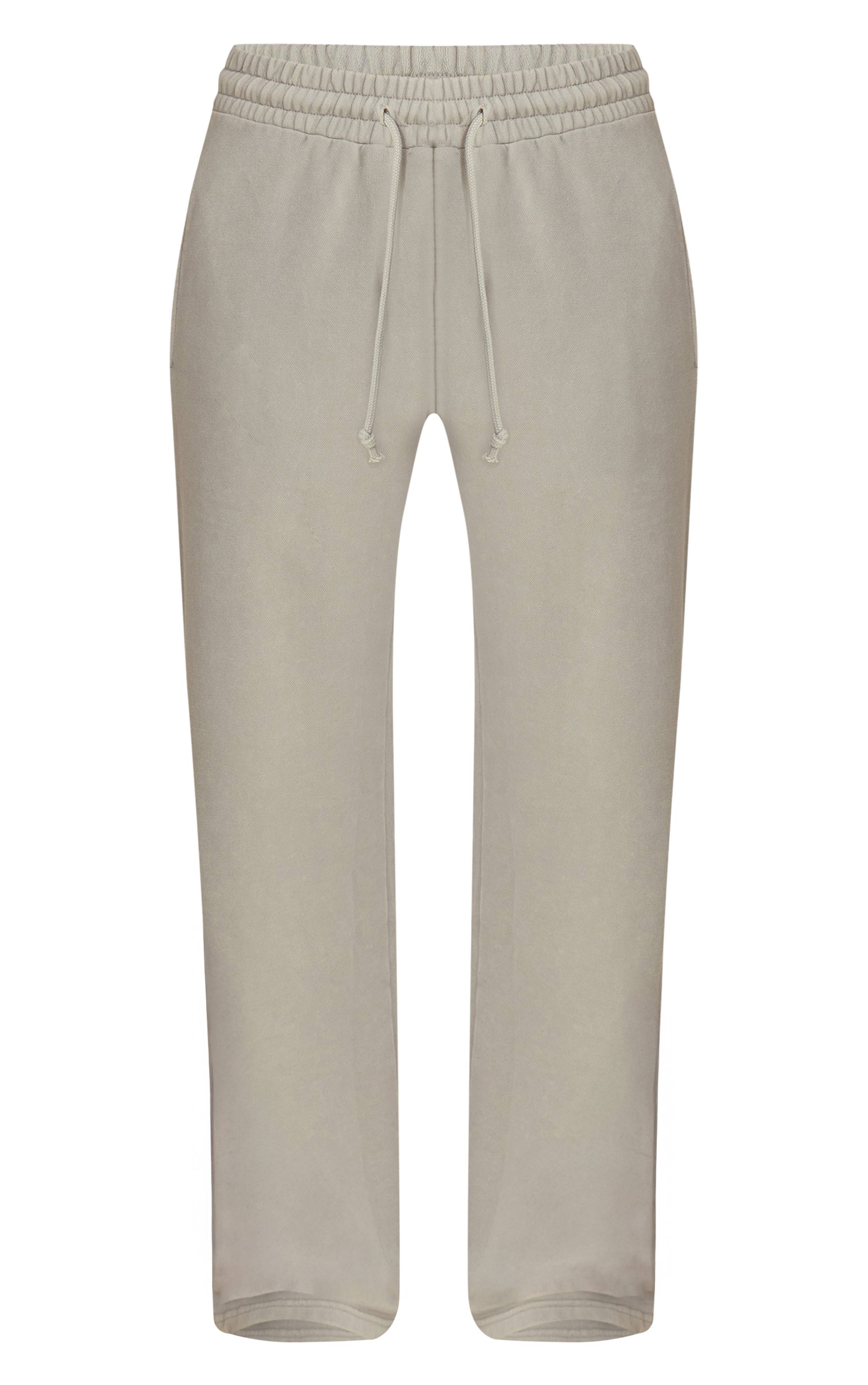Gris Clair Jogger Droit Plt En Molleton Délavé À L'acide Avec Broderie
