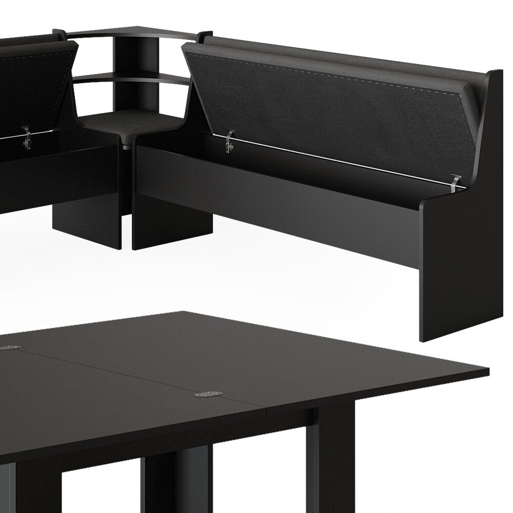 Vicco Eckbankgruppe Küchensitzgruppe Esszimmergruppe Roman Schwarz modern 210x180 cm Sitzbank Sitzecke Küchentisch Tischhocker Küchenmöbel Polstermöbel Esszimmermöbel