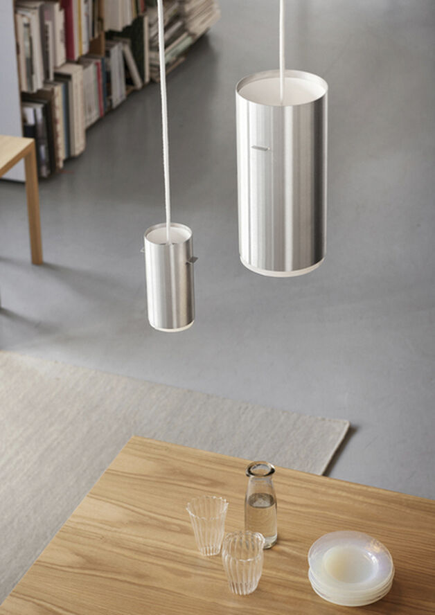 Moebe Tube Pendant, Brushed Aluminium, Large Brushed aluminium