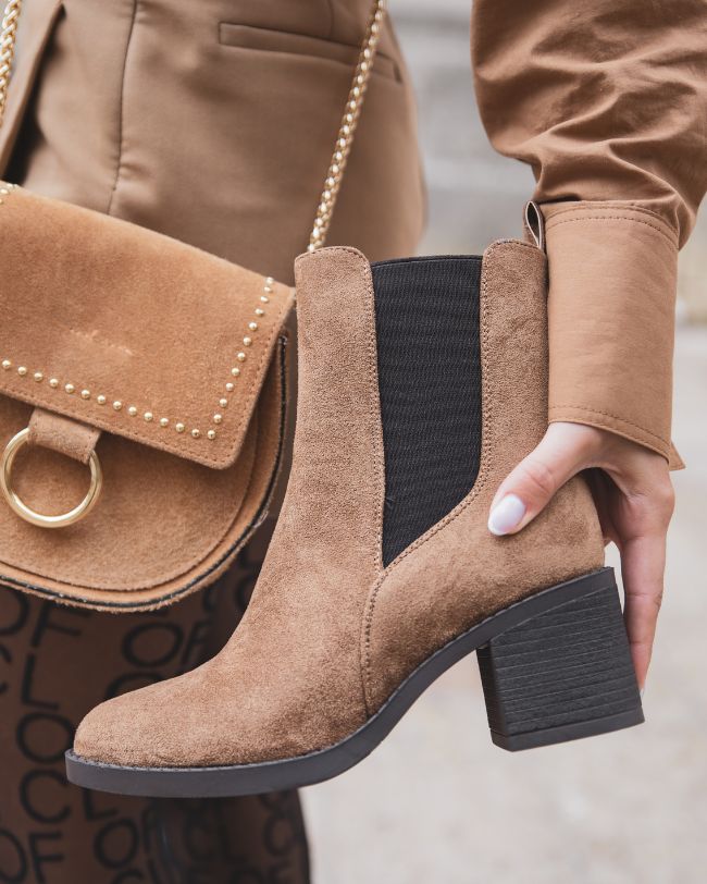 Bottines femme camel à talon - Madeleine