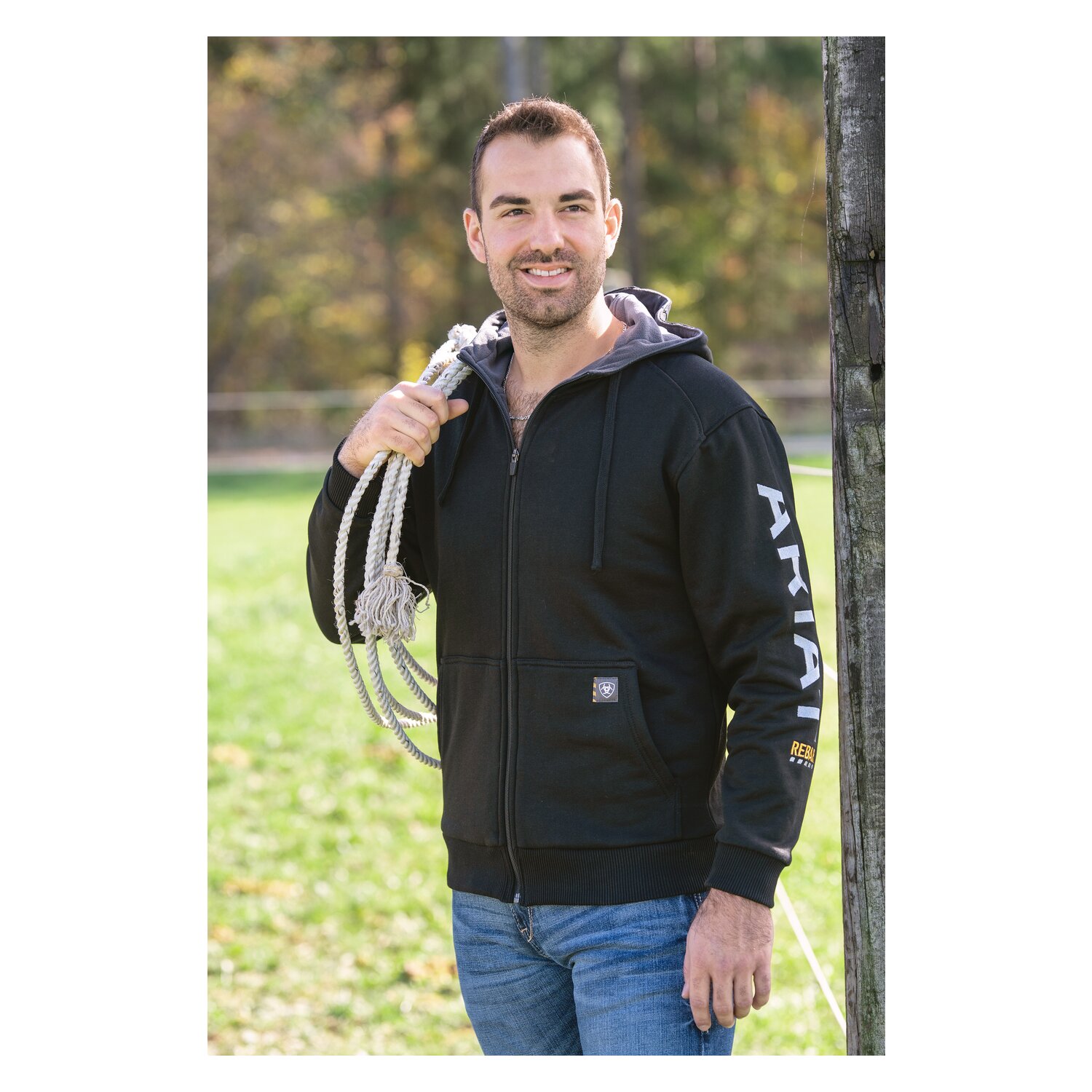 ARIAT Hoodie MNS Rebar All-Weather Full Zip  - black