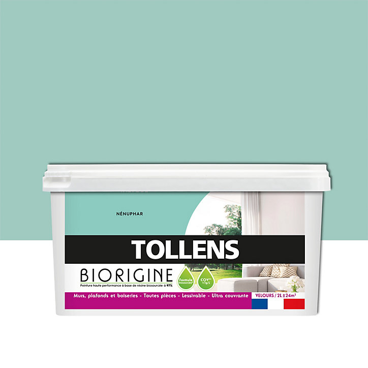 Peinture murs et plafonds Biorigine Tollens velours nénuphar 2L
