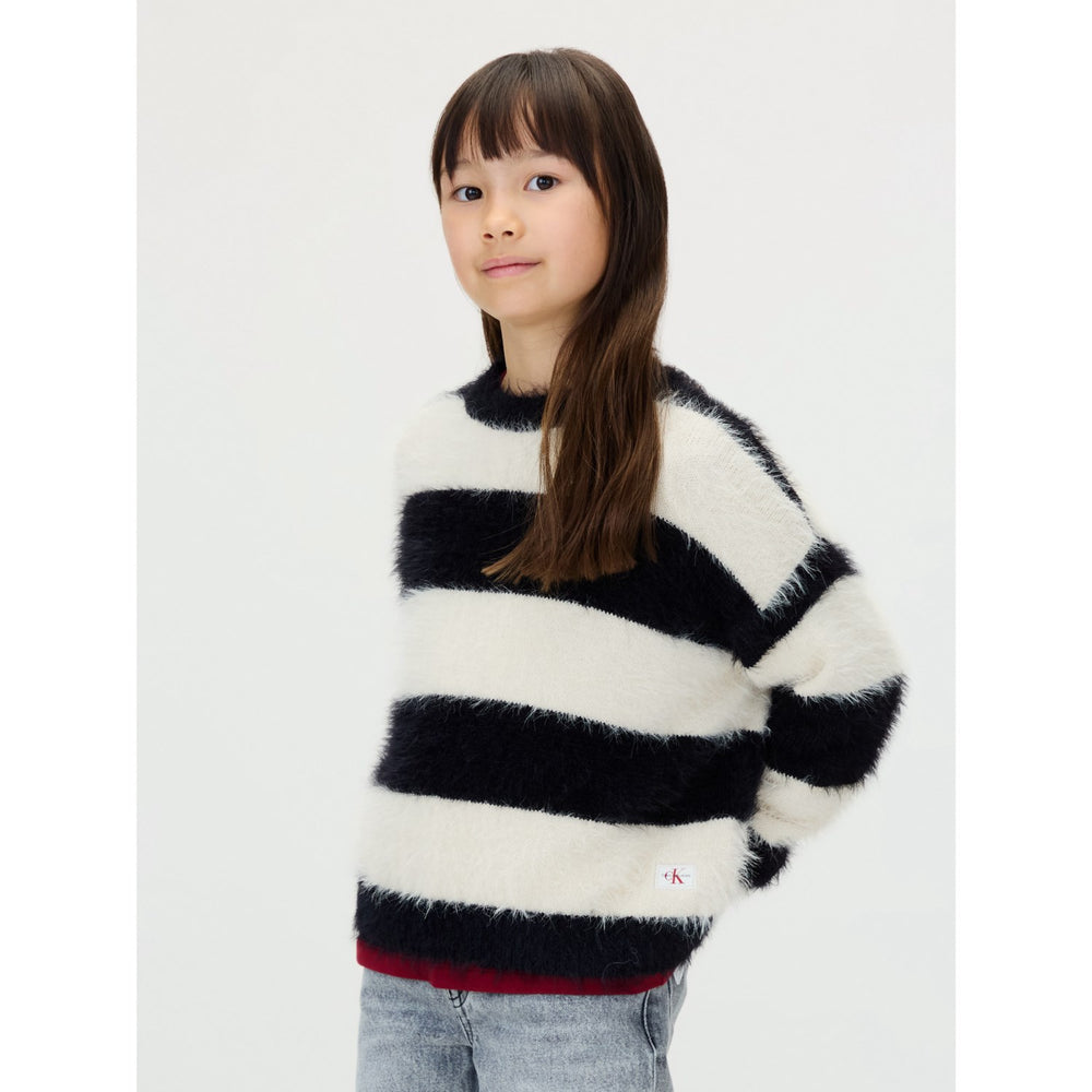 Køb Calvin Klein Whitecap Gray / Ck Black Ck Stripe Cn Sweater