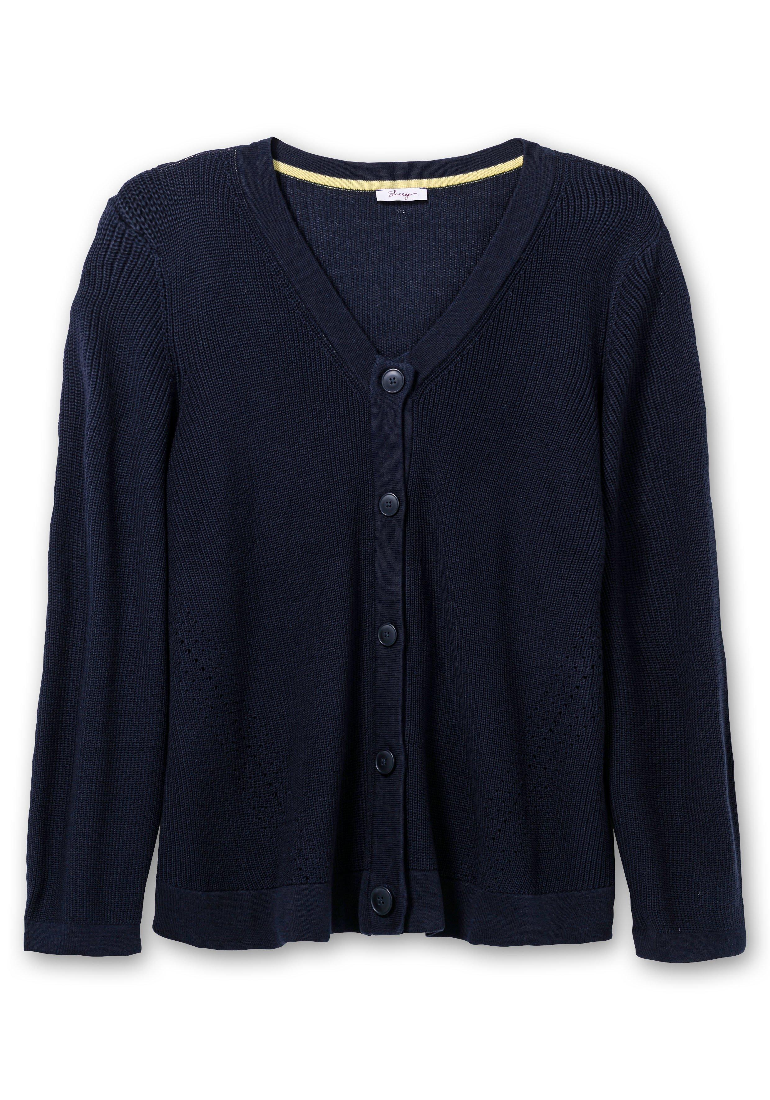 Strickjacke mit dezentem Ajourstrick-Einsatz