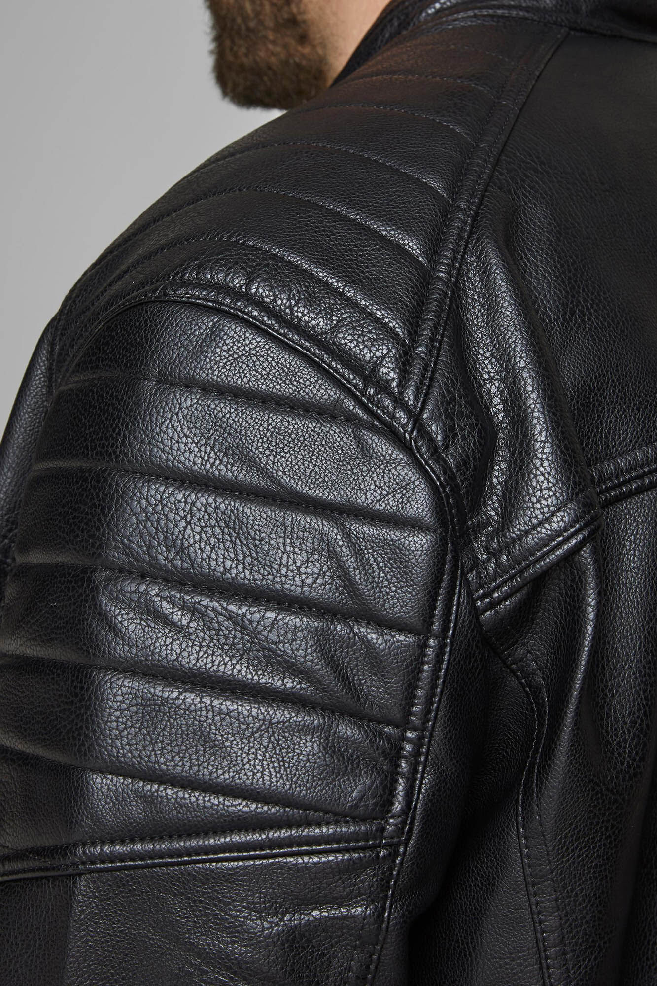 Jaqueta de couro sintético estilo motociclista PLUS