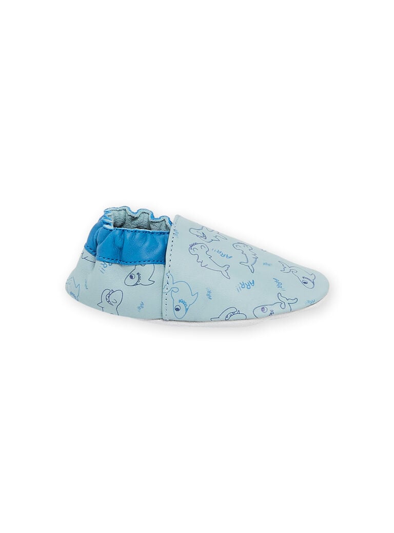 Chaussons azur en cuir