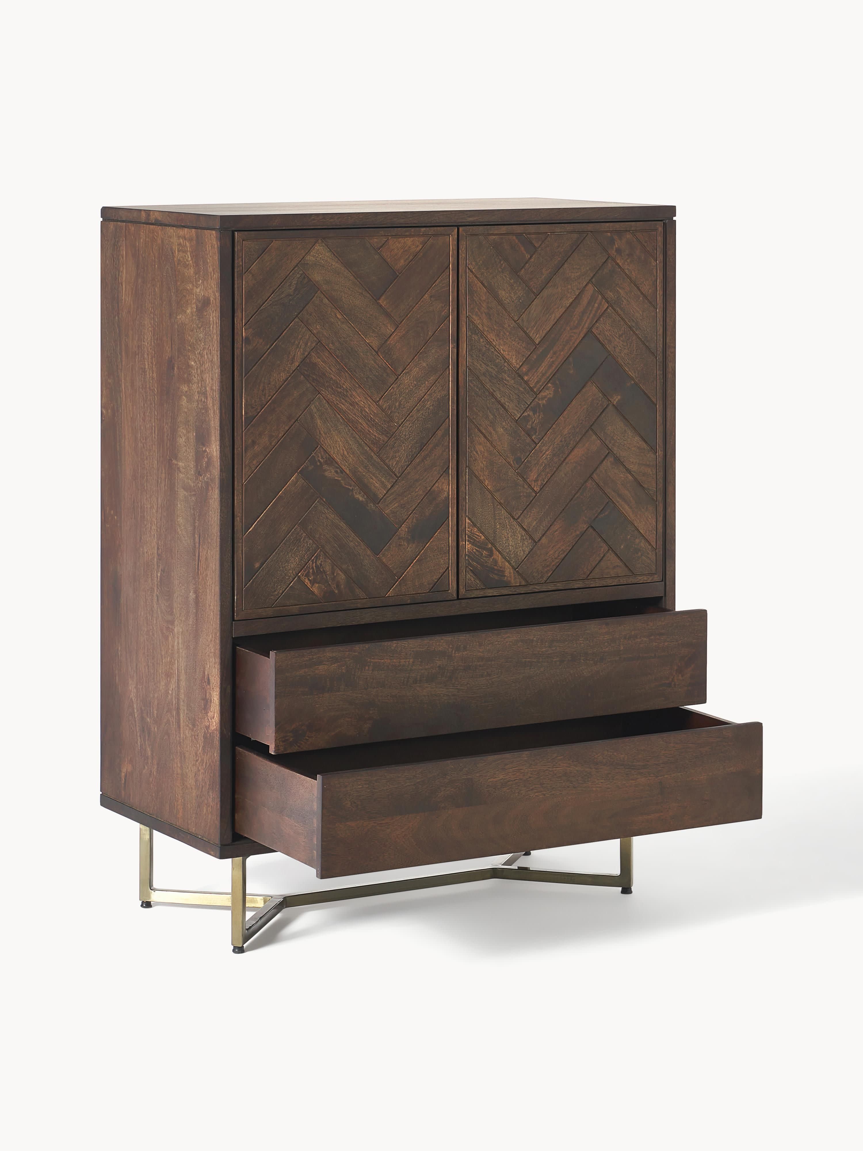 Highboard Luca van mangohout met visgraatmotief