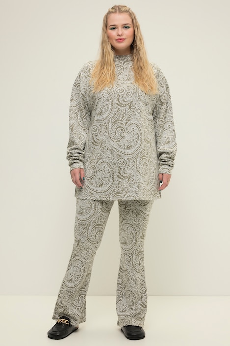 Schlaghose, Leggings, Glitter-Paisley, Elastikbund