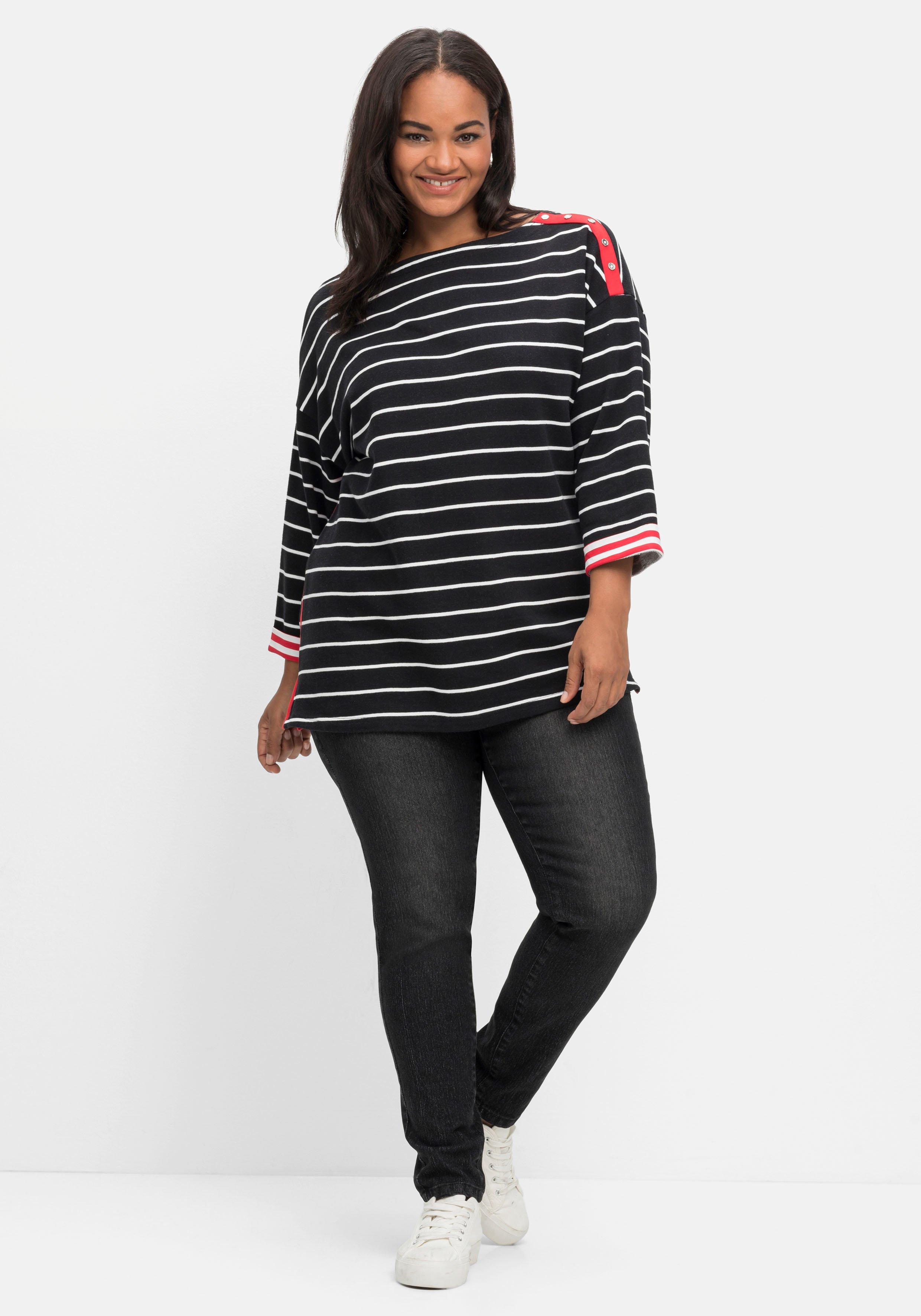 Sweatshirt mit Ringeln und Kontrastdetails