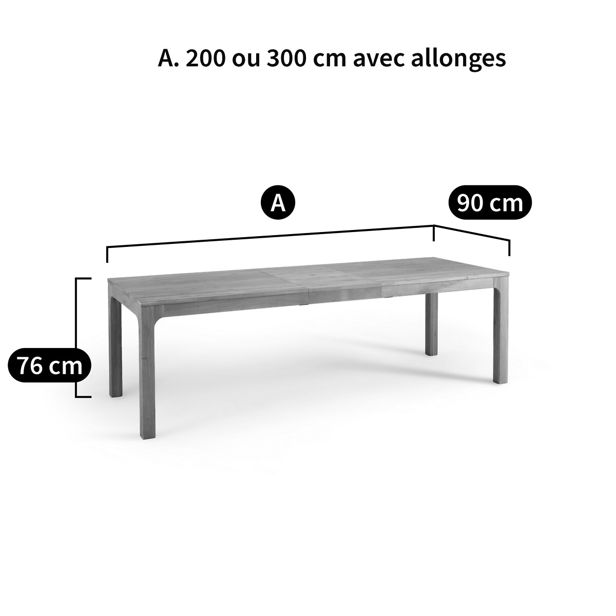 AM.PM<br>Mesa de carvalho maciço com extensões Théadora