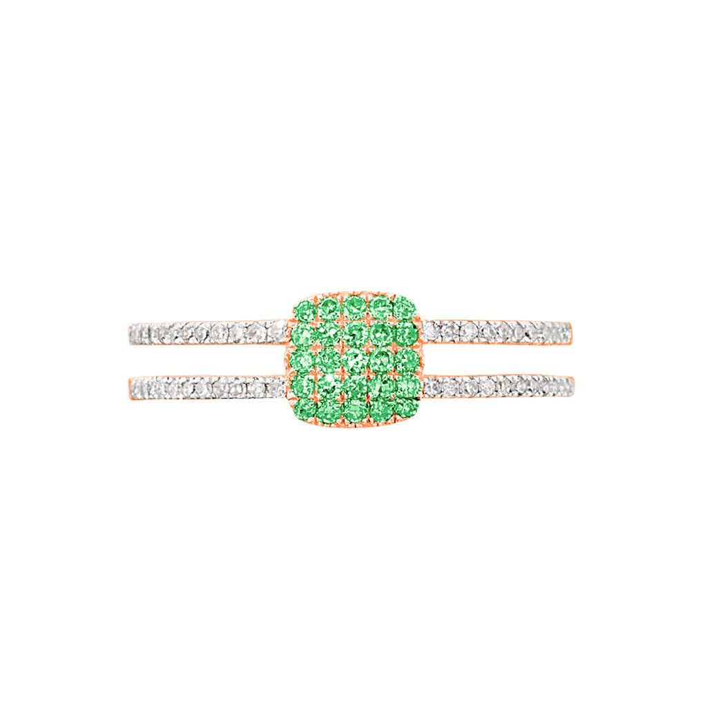 Bague Aude Or Rose Emeraude Et Diamant