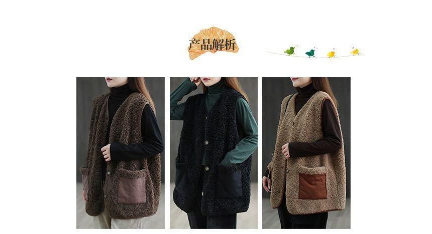 ZIMO - V-hals fleece vest met knoopjes