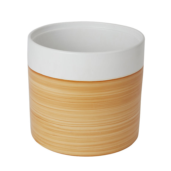 Pot rond céramique décor bois ø24 cm