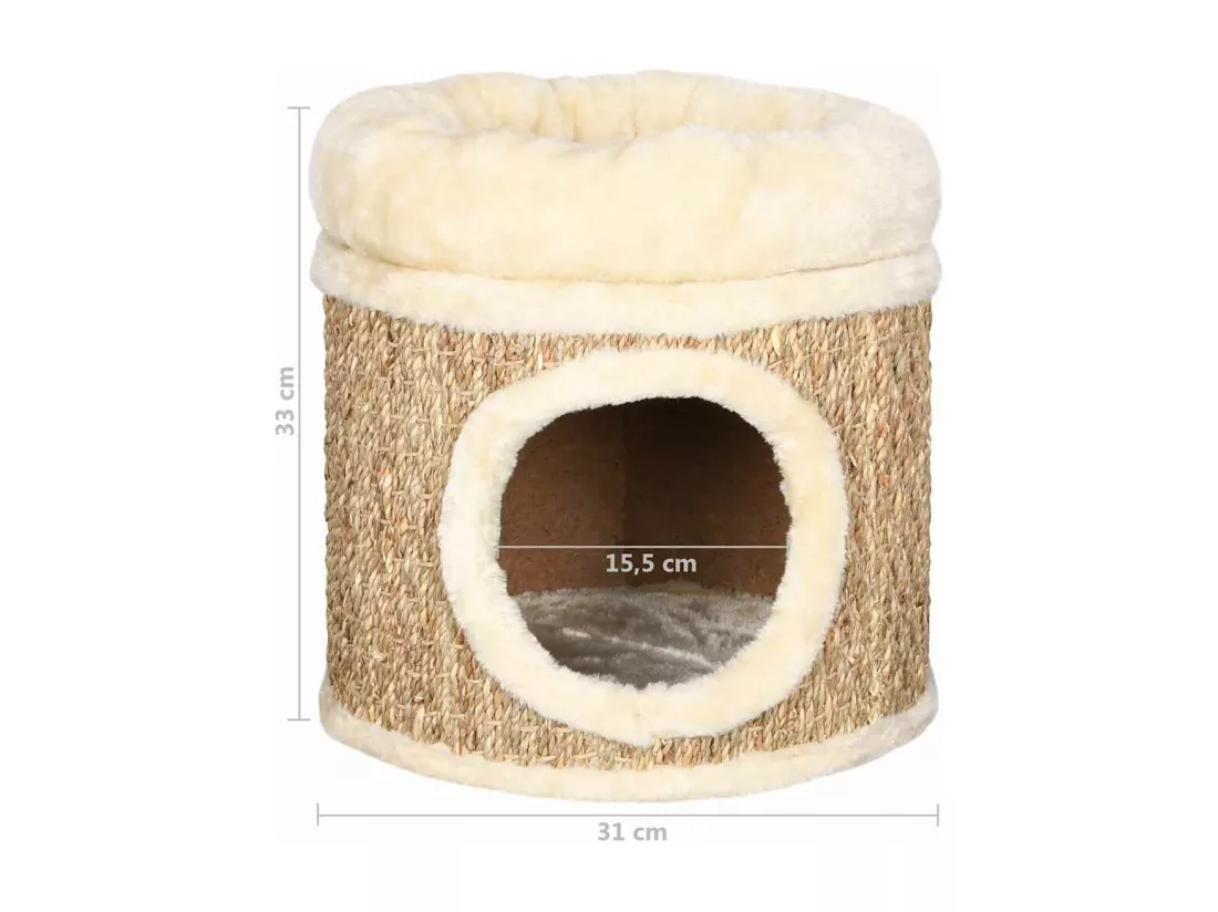 Maison pour chat avec coussin de luxe 33 cm Herbiers marins