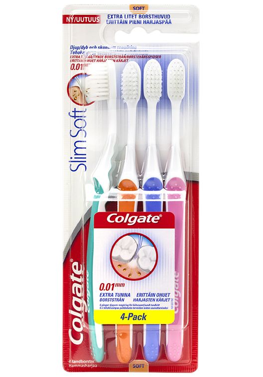 Colgate Tannbørste Slim Soft 4pk