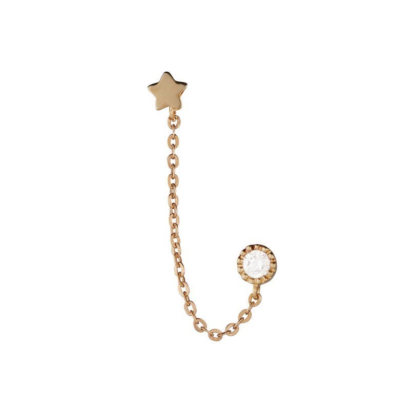 Boucle d'oreille or jaune et oxydes de zirconium 