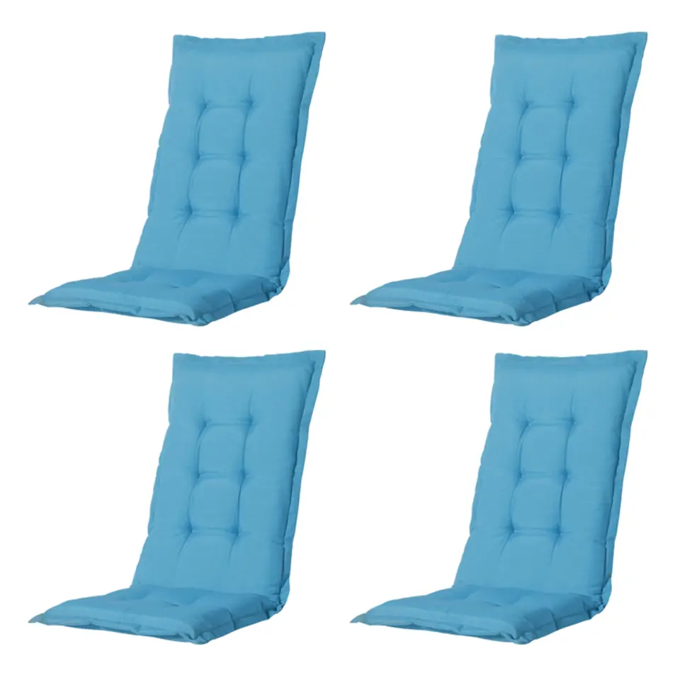Madison - Tuinstoelkussen Lage Rug Panama aqua - Ca. 105x50 cm - Set van 4