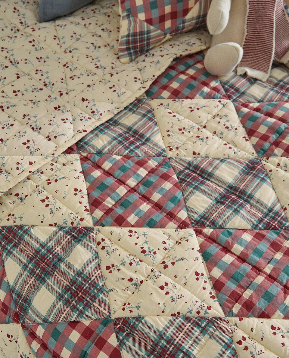 Colcha infantil de retalhos de algodão para o Natal