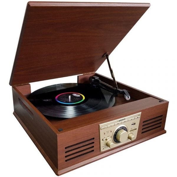 Gira-Discos Sunstech PXR32 Bluetooth/Rádio FM/Conversor MP3 Madeira