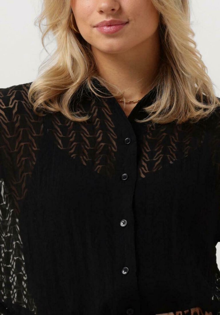 ALIX THE LABEL zwarte alix the label blouse ladies woven bull burnout blouse