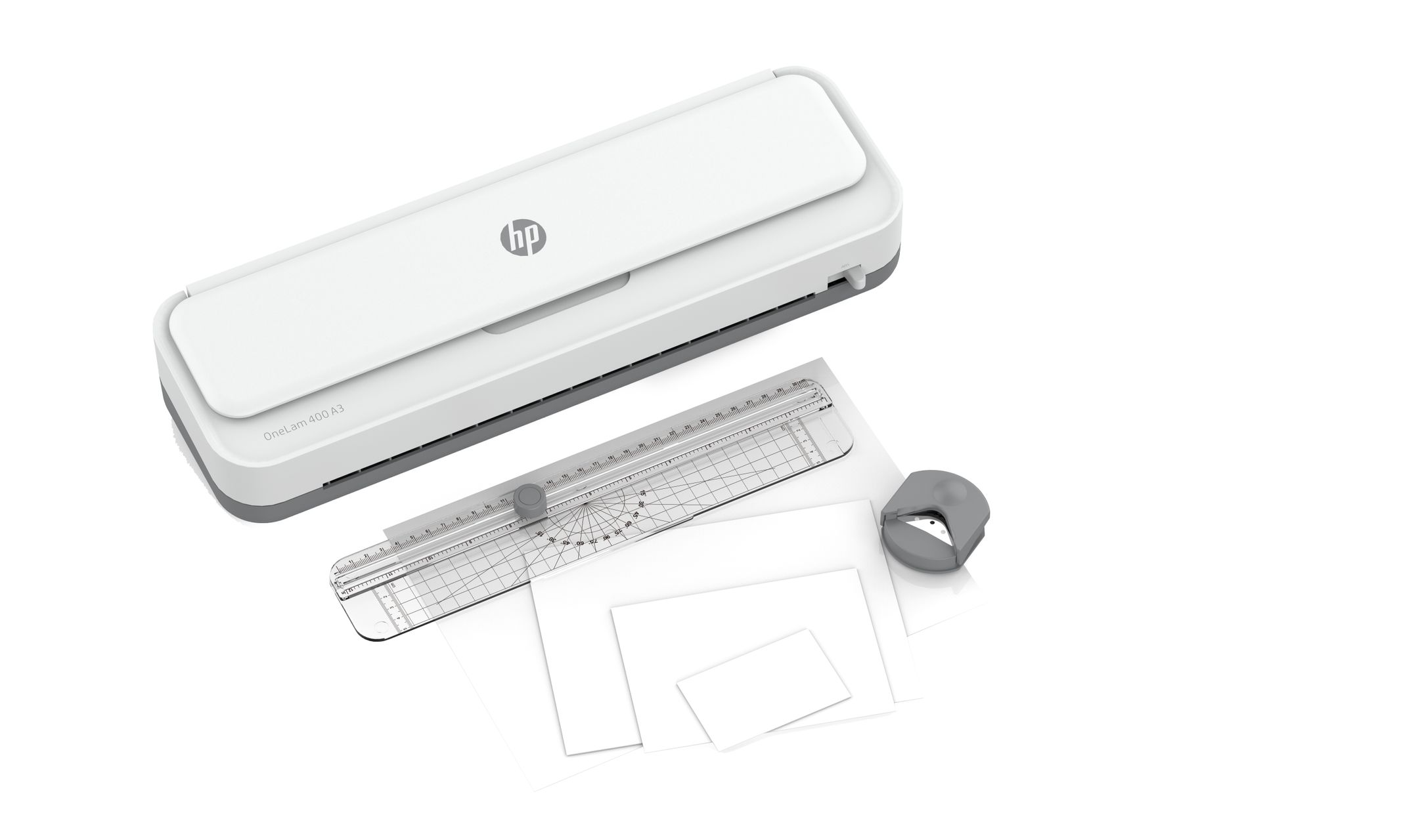 HP 4 in 1 Laminiergerät ONELam400 A3 mit Schneidelineal und Eckenrunder 15Folien
