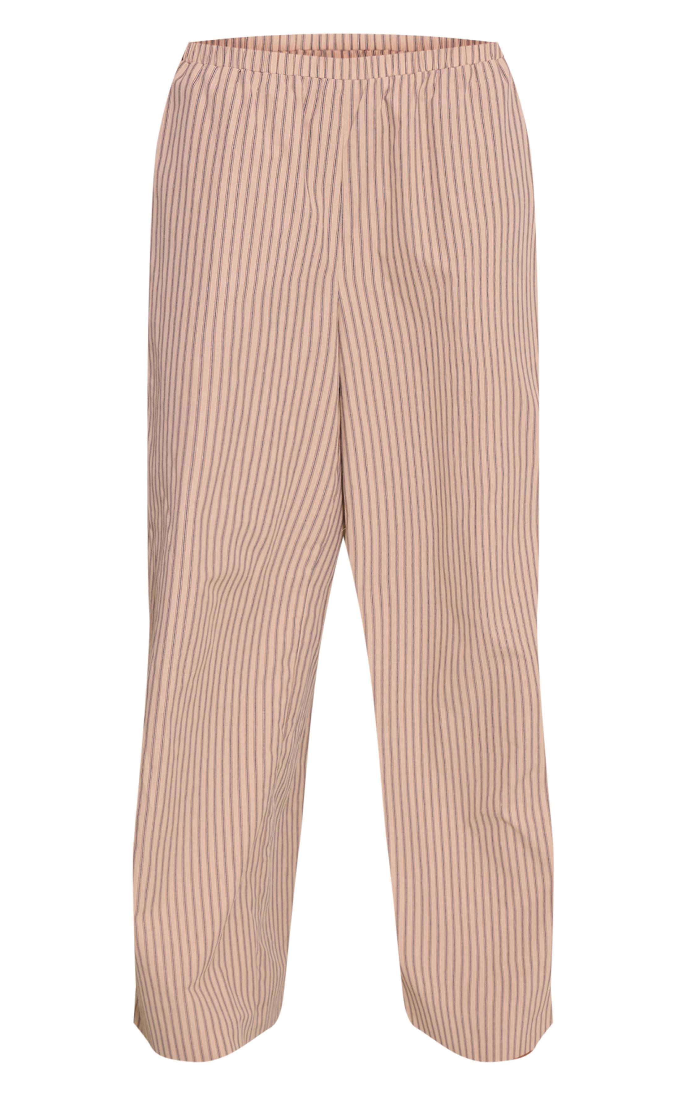 Gris Pierre Pantalon Large À Fines Rayures