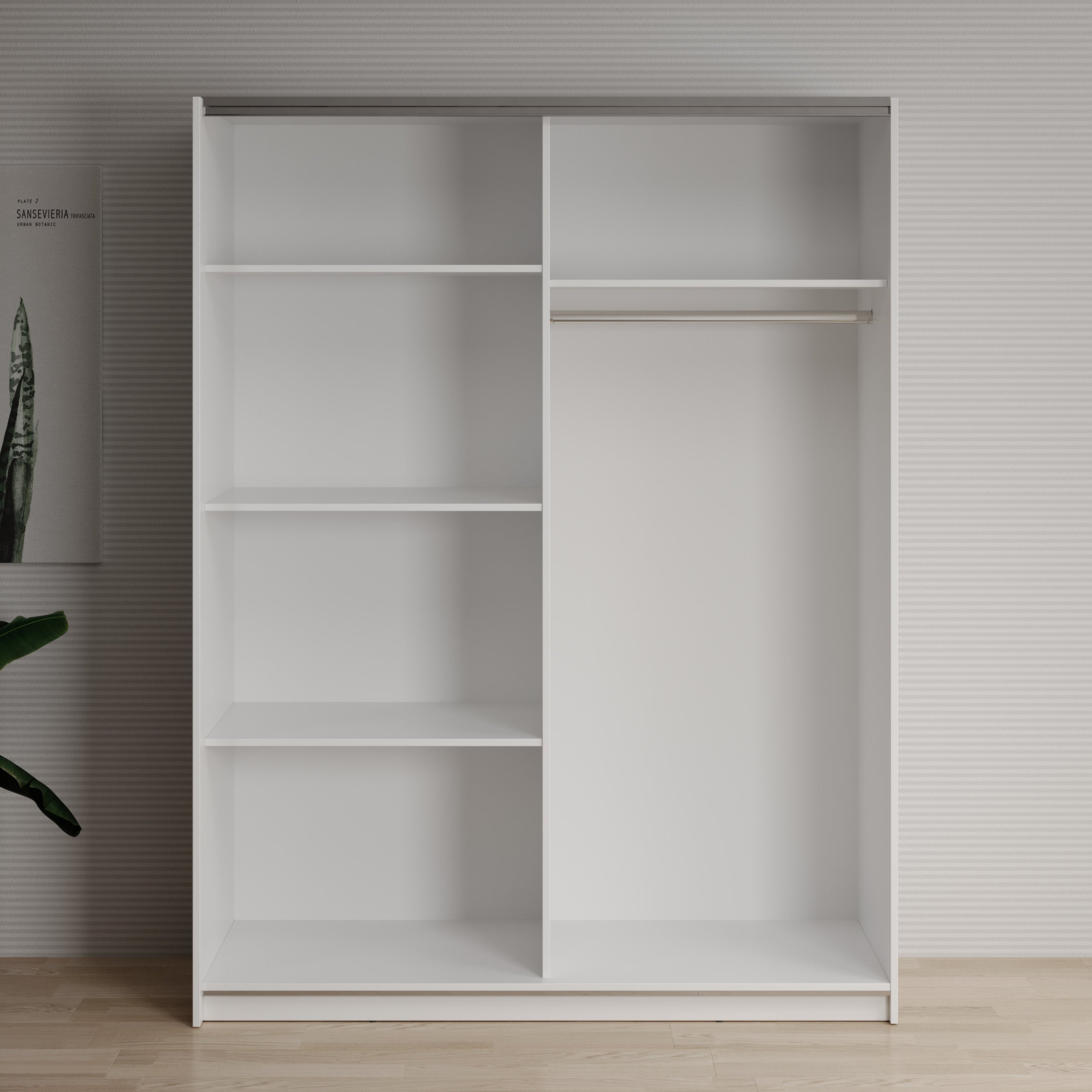 Deliryon - Kledingkast met schuifdeuren - Wit - 151x62x198 cm