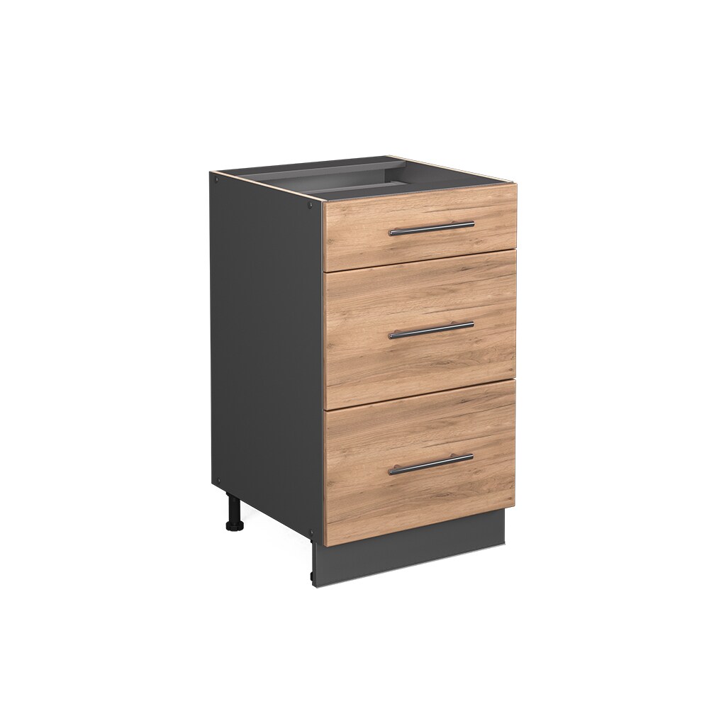 Vicco Schubunterschrank Küchenschrank Küchenmöbel Fame-Line Anthrazit Eiche modern 50 cm Küche Einbauküche Drehtür Blende Küchenzeile