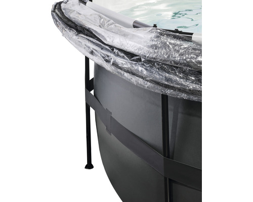 Opbouwzwembadset EXIT BlackLeather Style rond Ø 488x122 cm incl. zandfiltersysteem, afdekking & ladder zwart