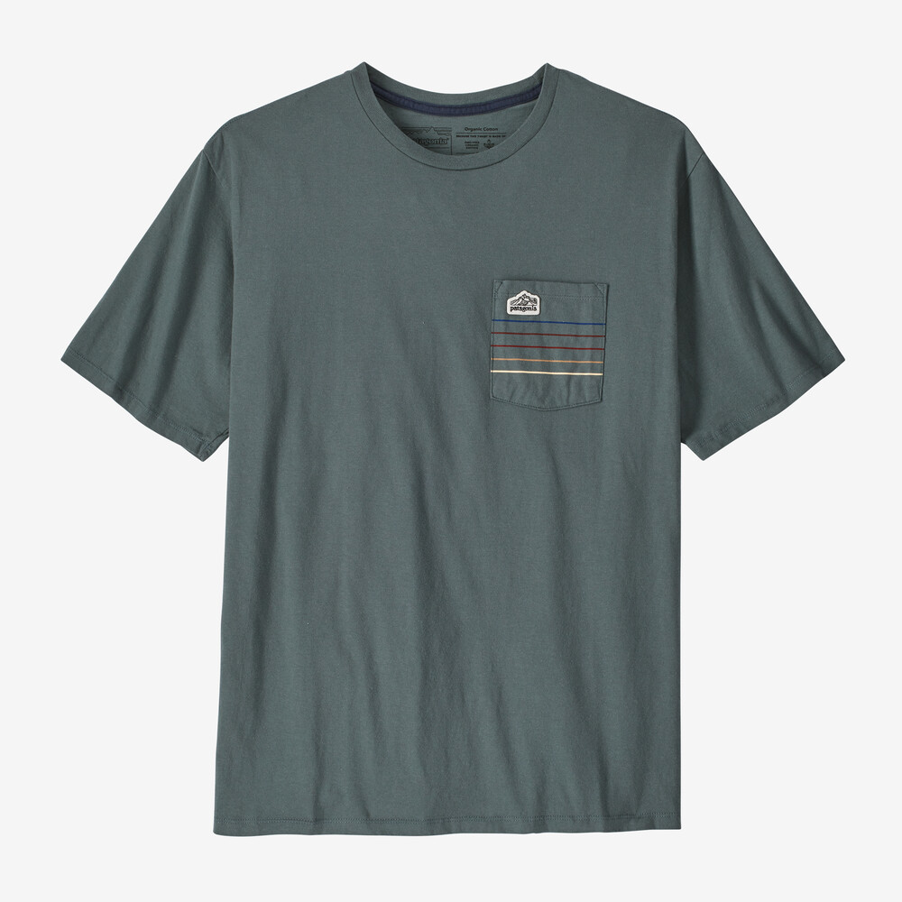Herren-T-Shirt mit Logo, Streifen und Bio-Tasche