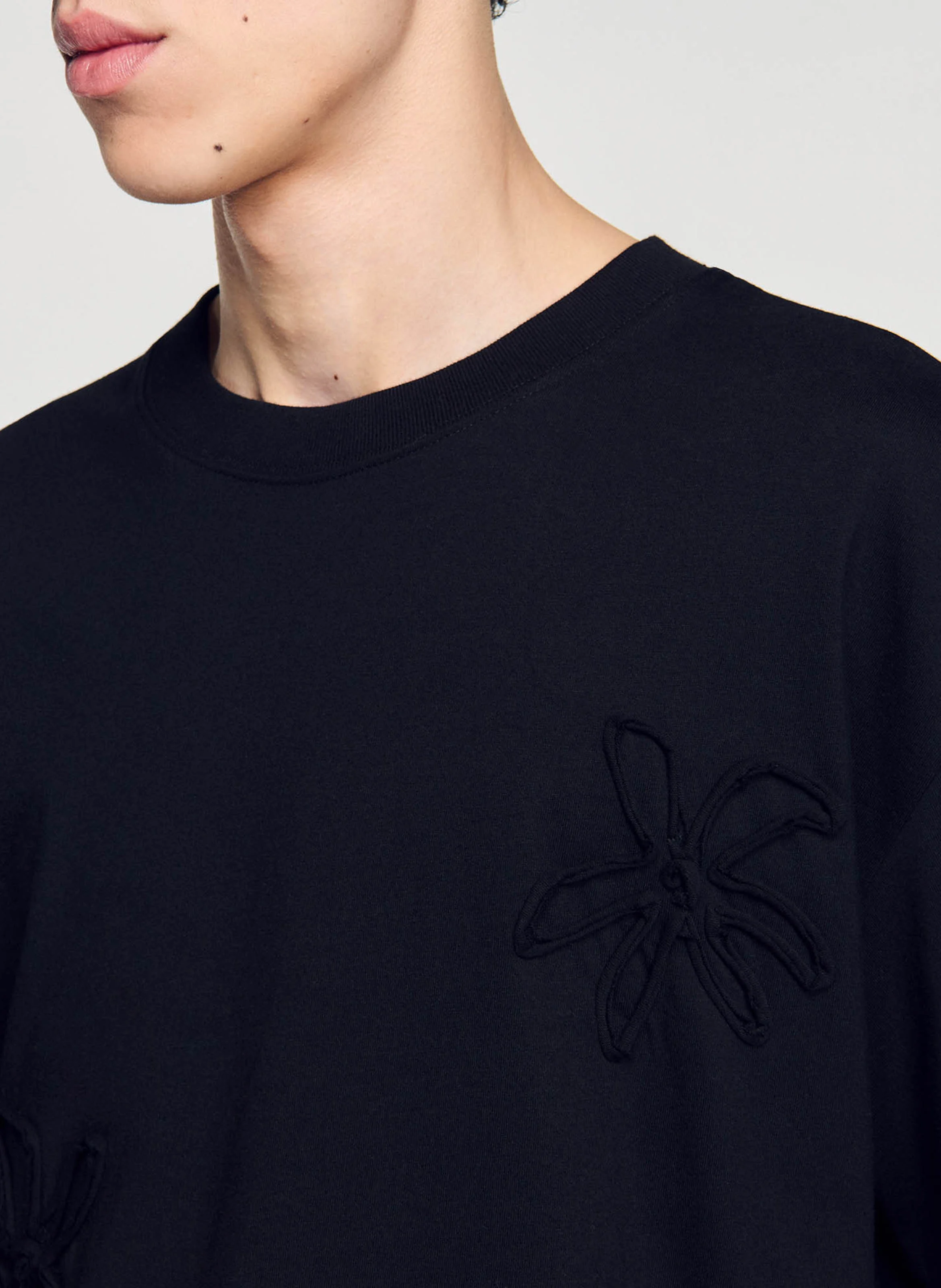 Tee-shirt brodé en coton | Noir