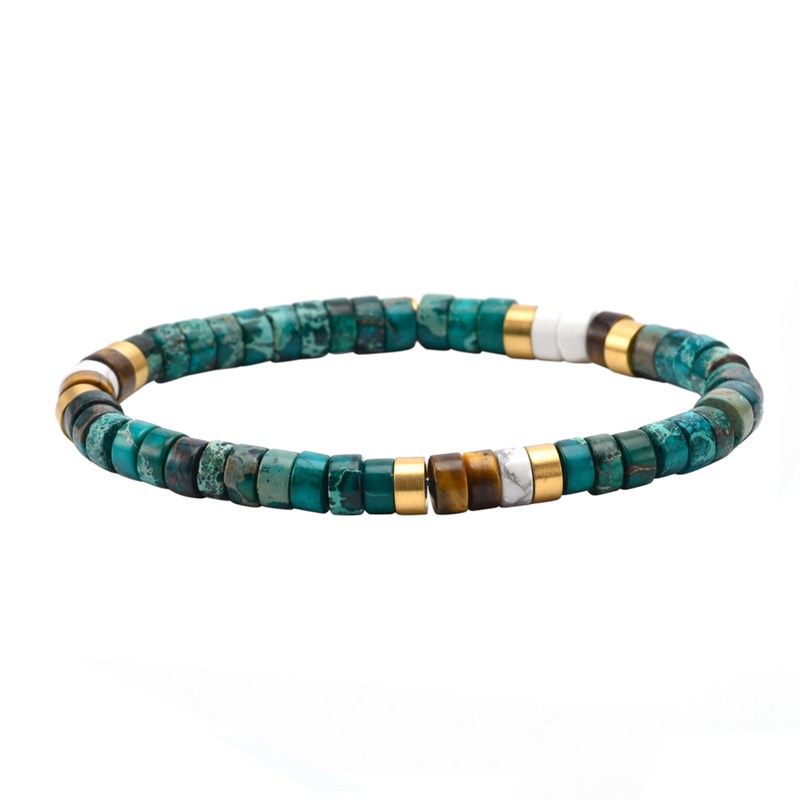 Bracelet Perles Heishi Jaspe Vert oeil De Tigre