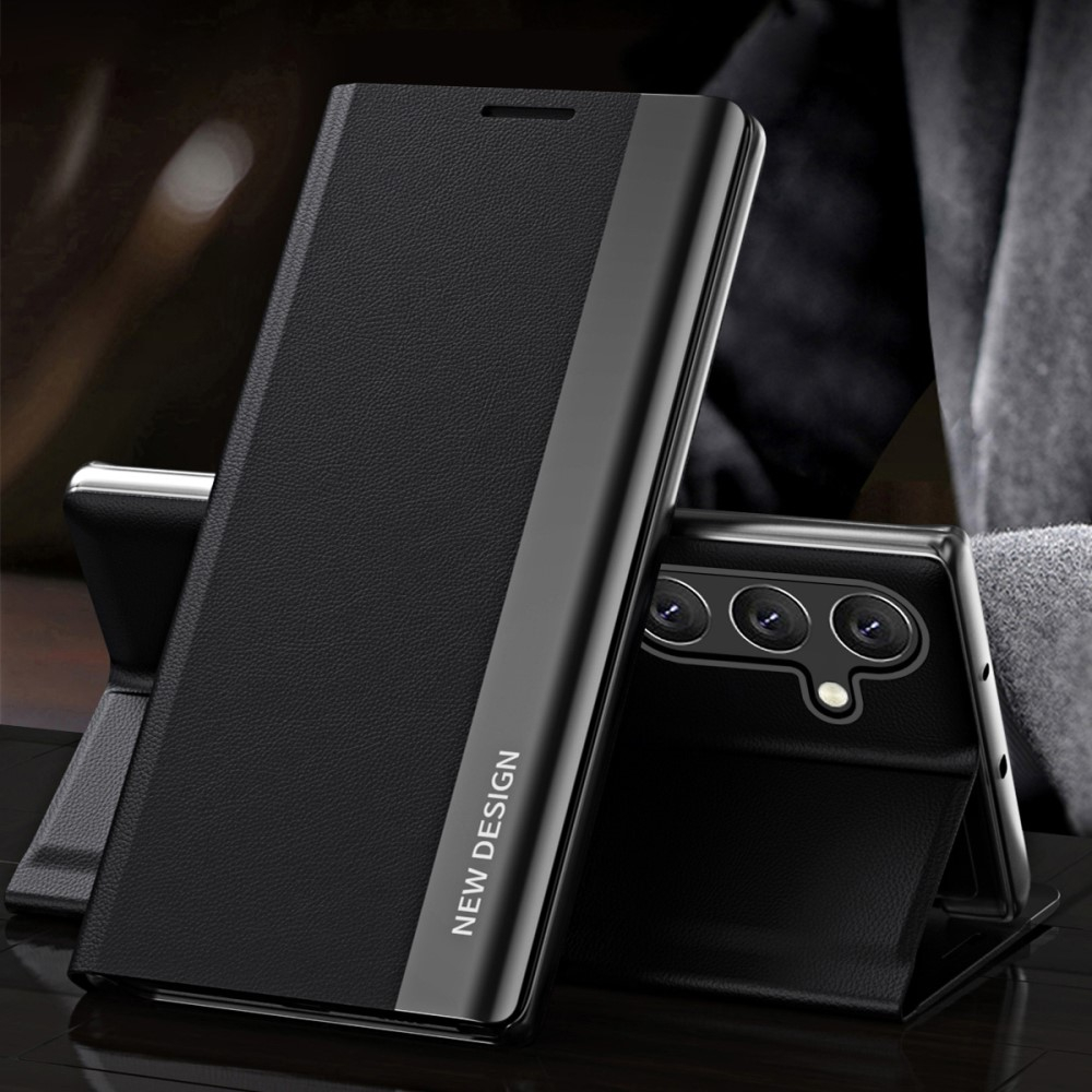 Samsung Galaxy A54 5G Leder Tasche Flip Cover   Magnetverschluss - Schwarz