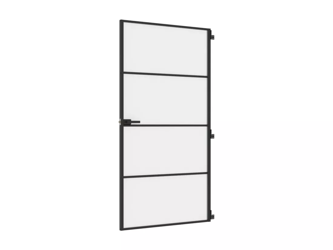 Porte intérieure mince noir verre trempé aluminium