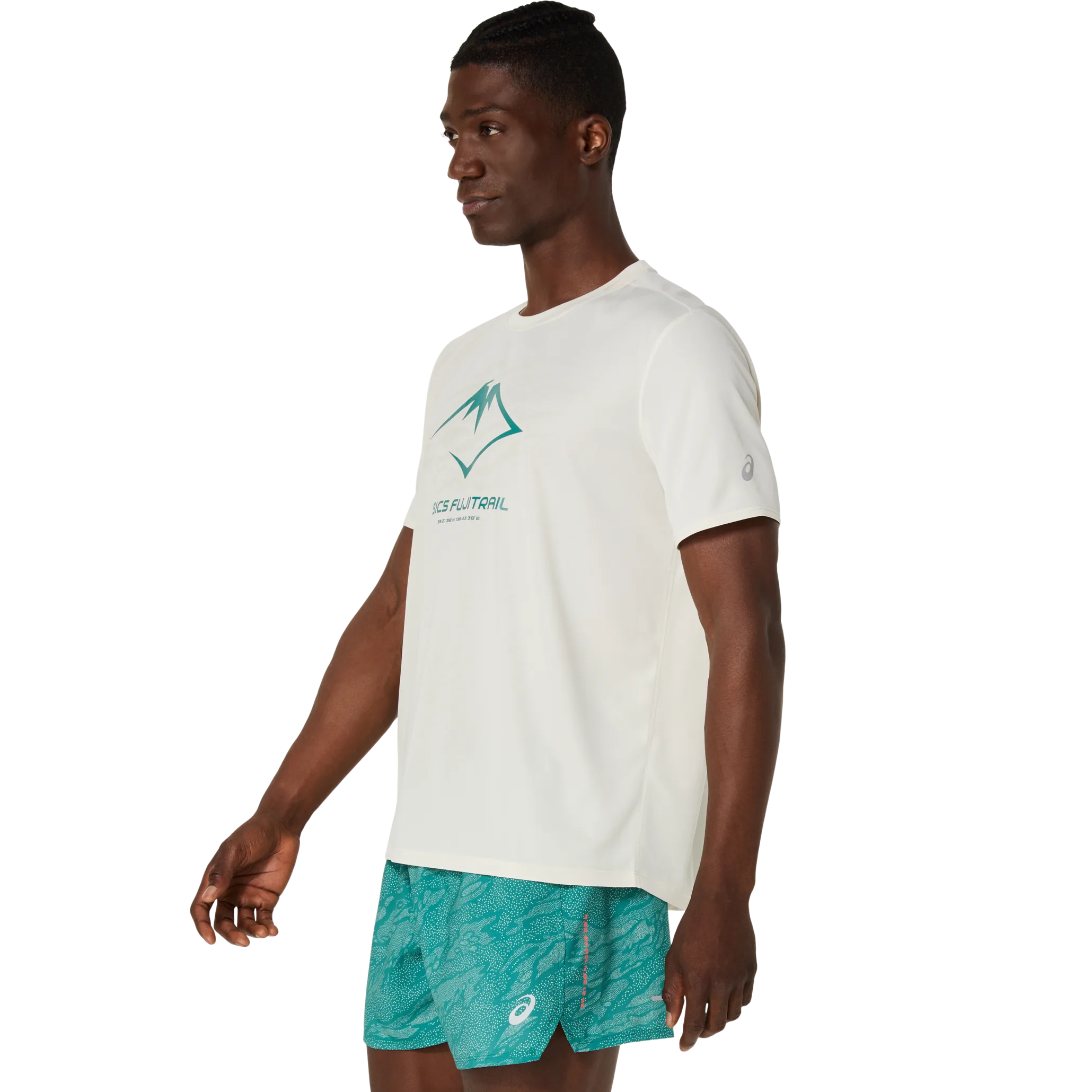Asics Men's Fujitrail Logo Short Sleeve Top Birch/white Sage/rainy Lake