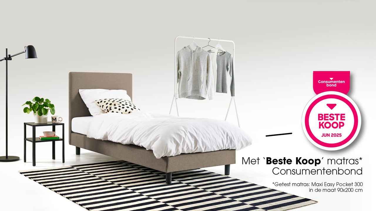Box Ambra met Easy Pocket 300 matras taupe