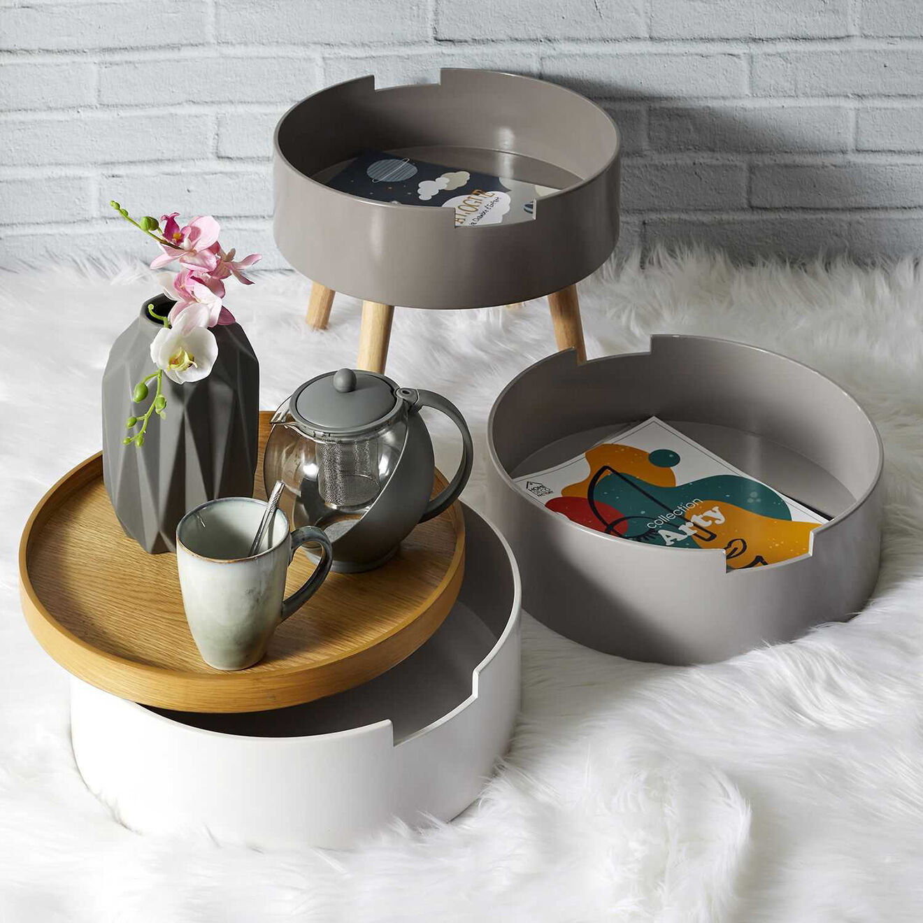 Home Deco Factory 6 Mugs Au grès du temps gris - 30 cl