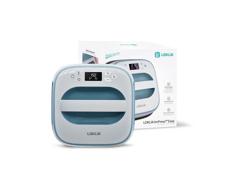 LOKLIK Easy Heat Press Weiss/Blau Transferpresse Easy