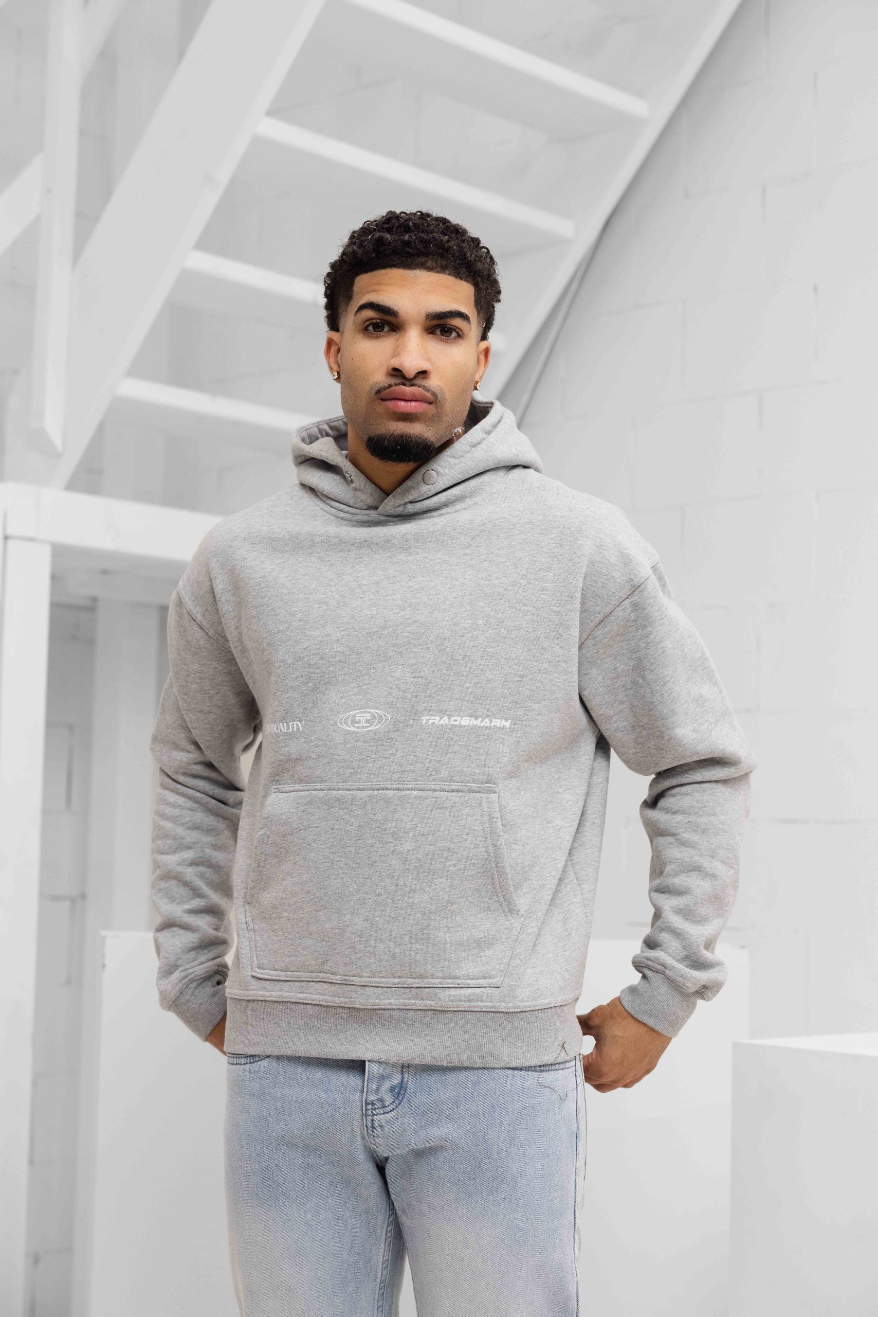 Jorcustom Fleece Uncommon Minds Oversized Hoodie Heren Grijs